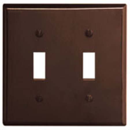 LEVITON Toggle Switch Wall Plate, 2 Gang, Brown 85009